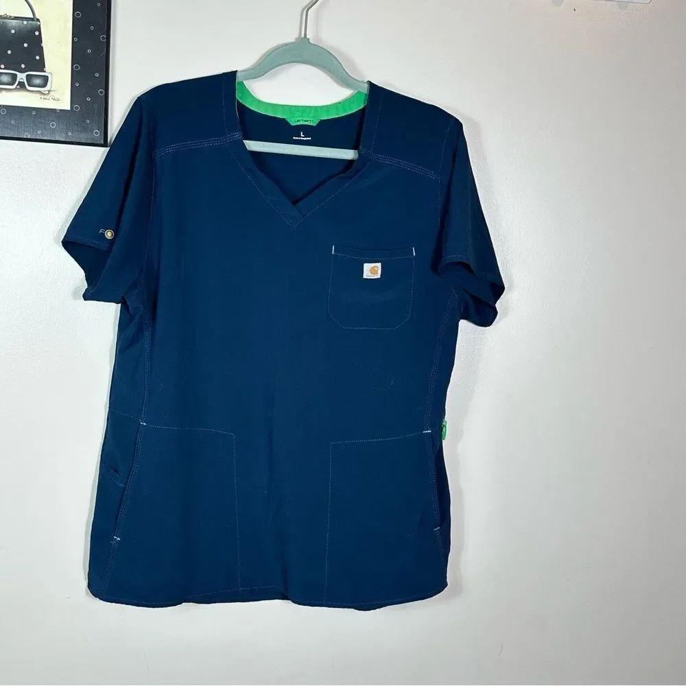 Carhartt Blue Fabric with Logo Patch Scrub